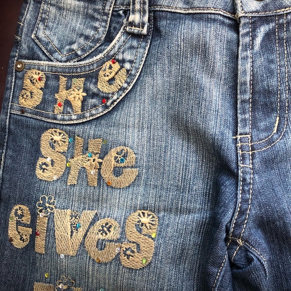 Fancy Indigo Blue Stone washed, boot cut, stretch, low rise, women’s jeans. - Picture 8 of 13